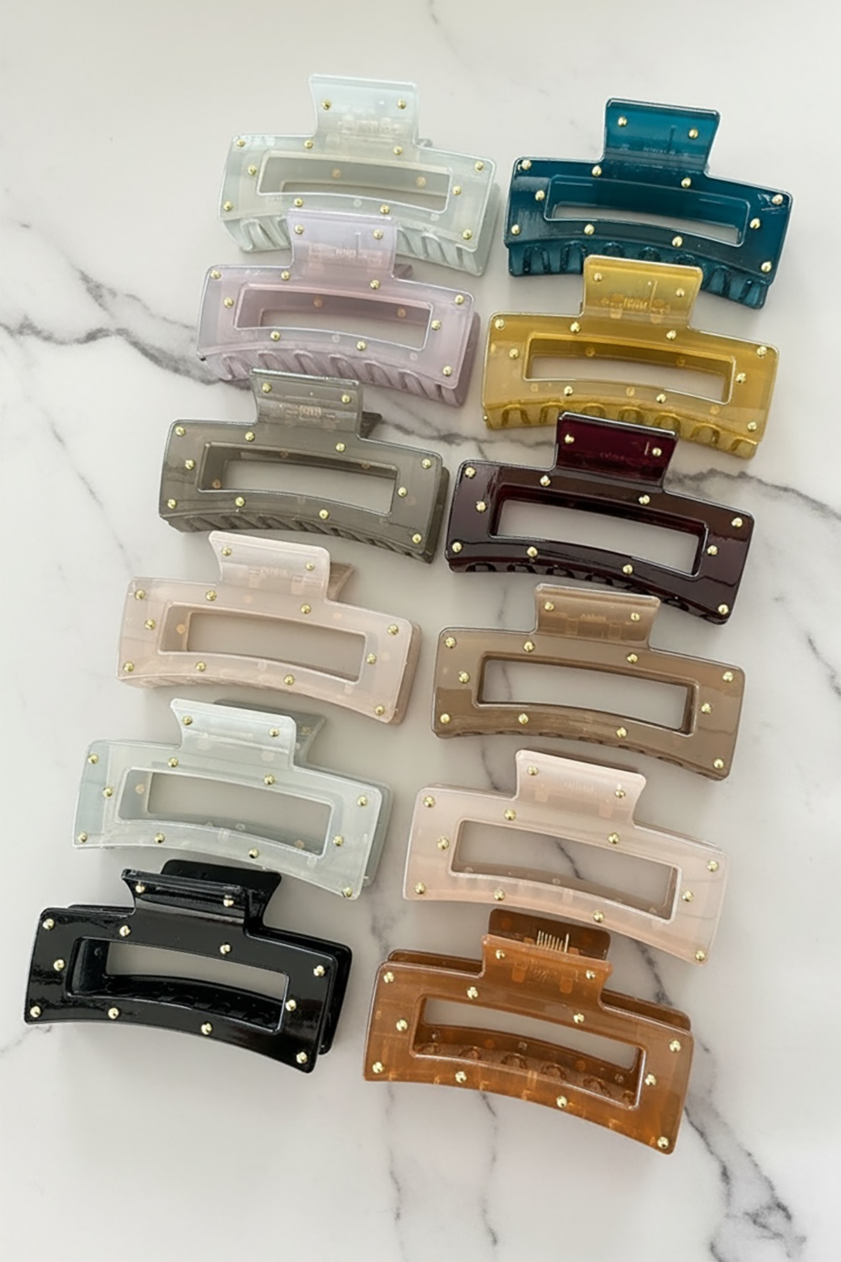 12li Karışık Renk Taş Detaylı Mandal Toka Set