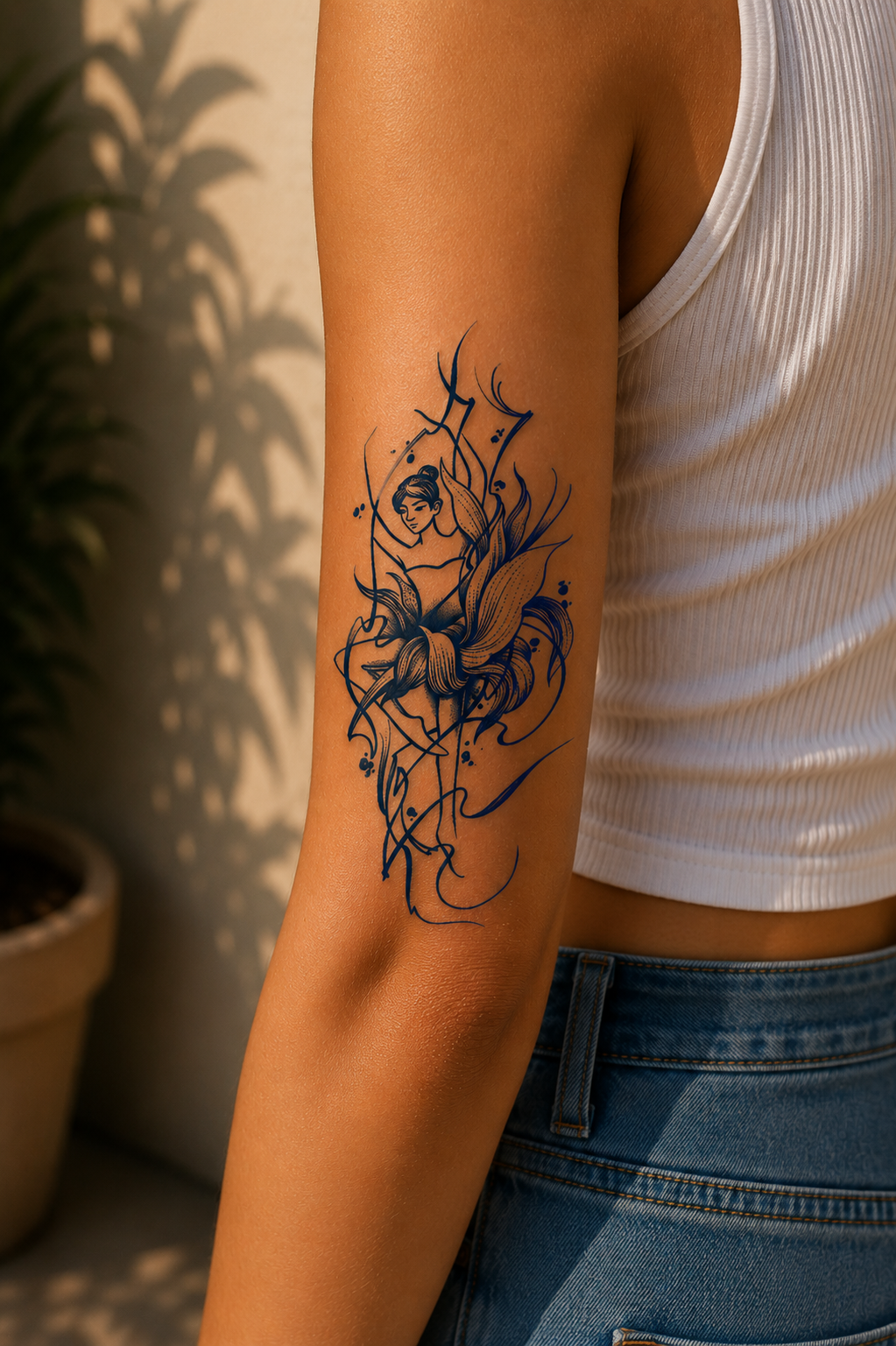 Balerin Kız Sonradan Kararan Yarı Kalıcı Geçici Dövme Tattoo