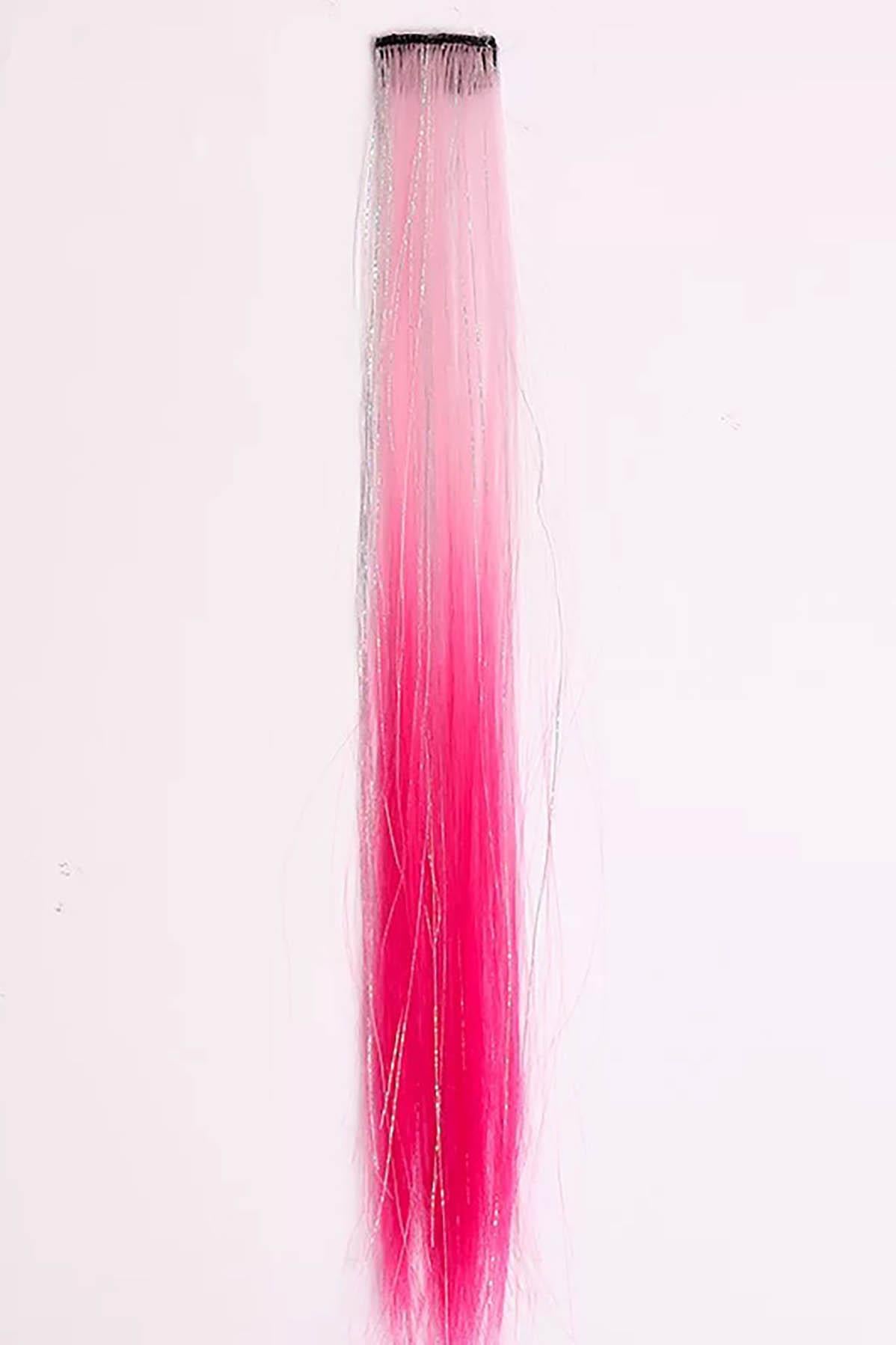 Pembe Renk Simli Yan Postiş (50cm)