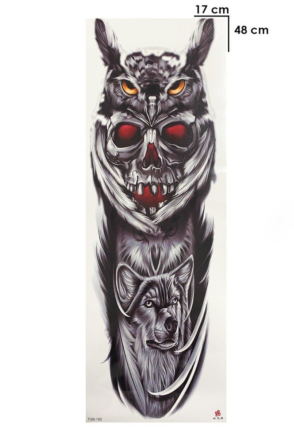 Kurukafa ve Baykuş Modelli Kol Dövme Tattoo
