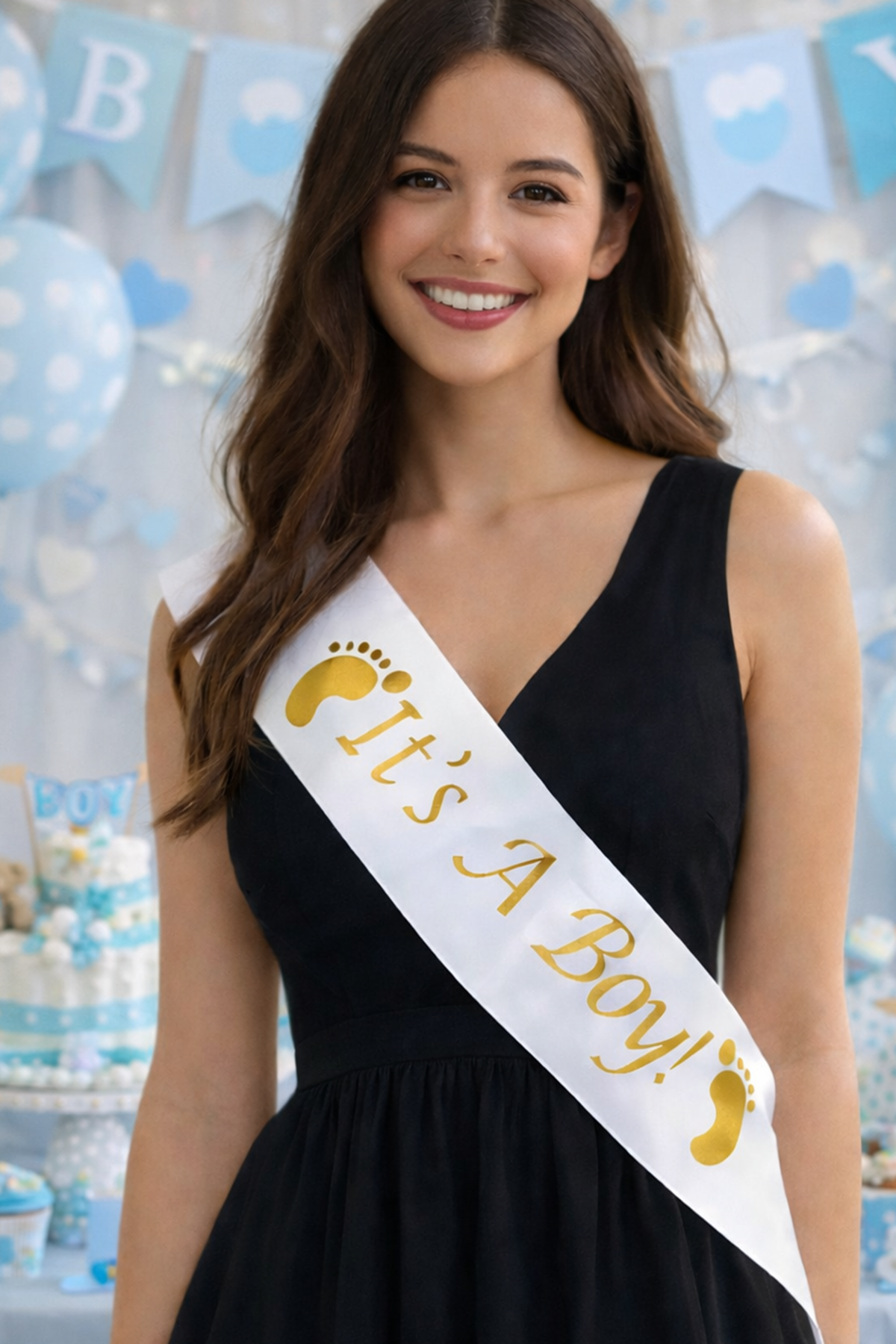 Beyaz Renk Its A Boy Yazılı Kuşak Kurdelesi 