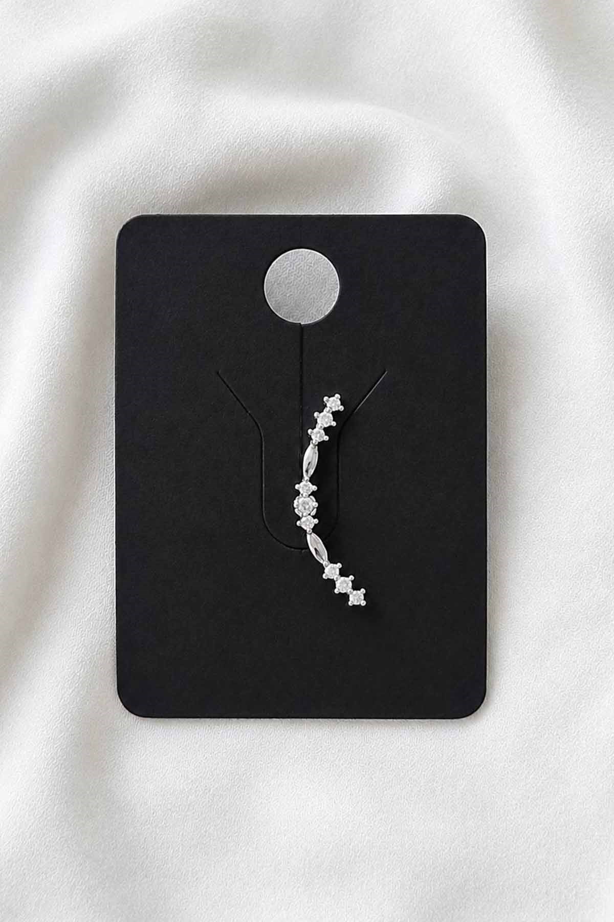 Gümüş Renk Taşlı  Cerrahi Çelik Tragus/Kıkırdak Küpe/Piercing (Tek)