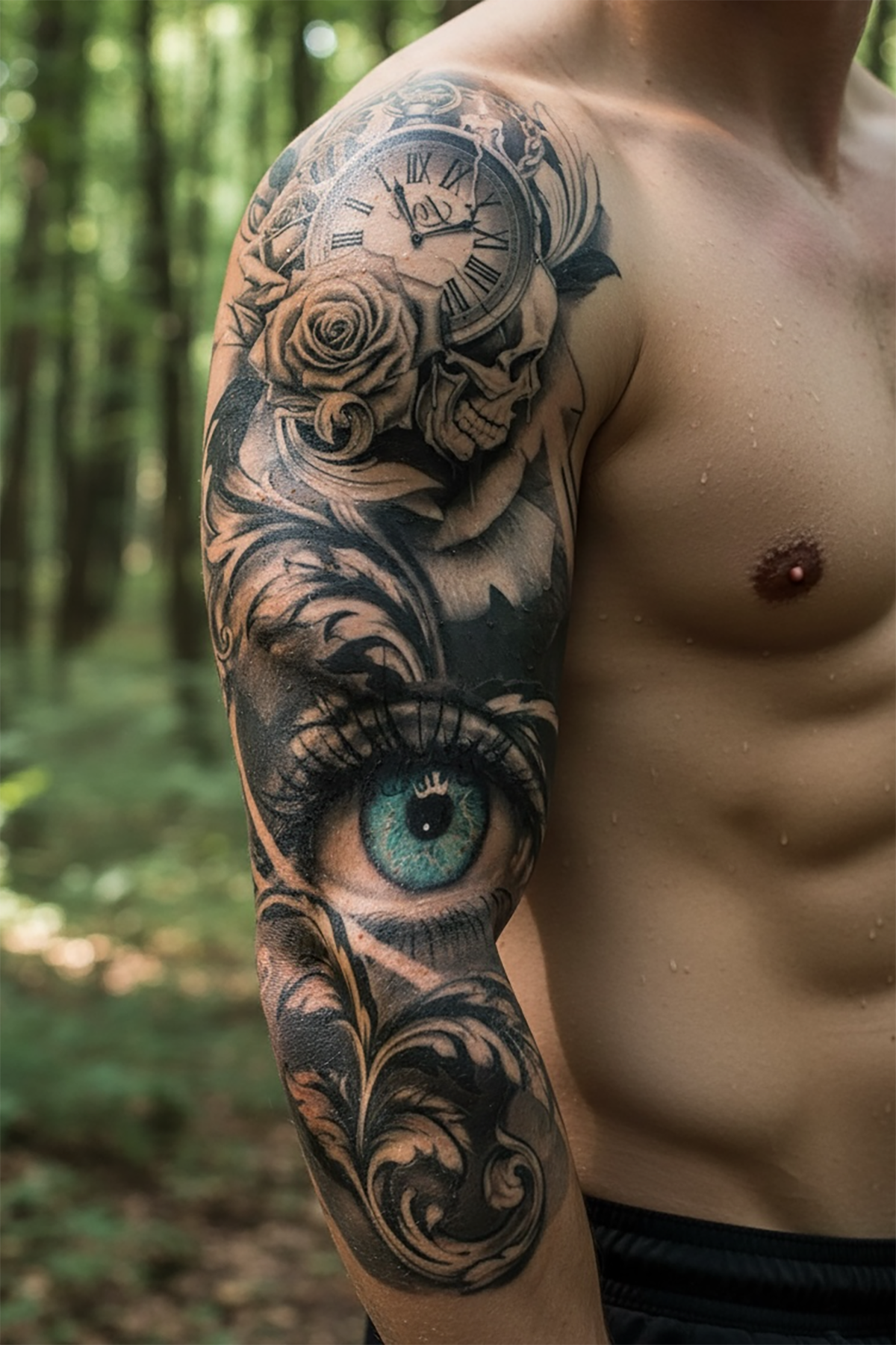 Geçici Saat Ve Göz Figürlü Dövme Tattoo