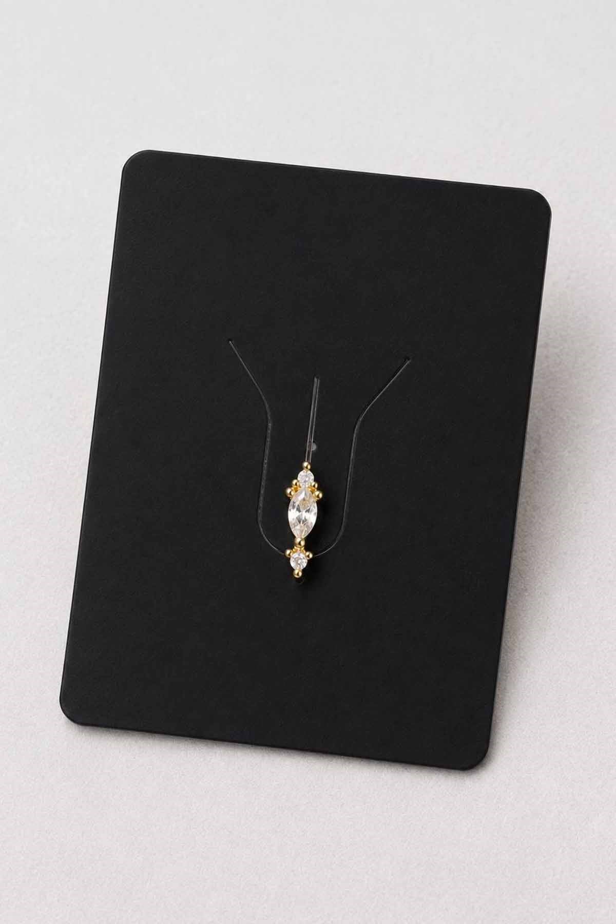 Altın Renk Taşlı Cerrahi Çelik Tragus/Kıkırdak Küpe/Piercing (Tek)