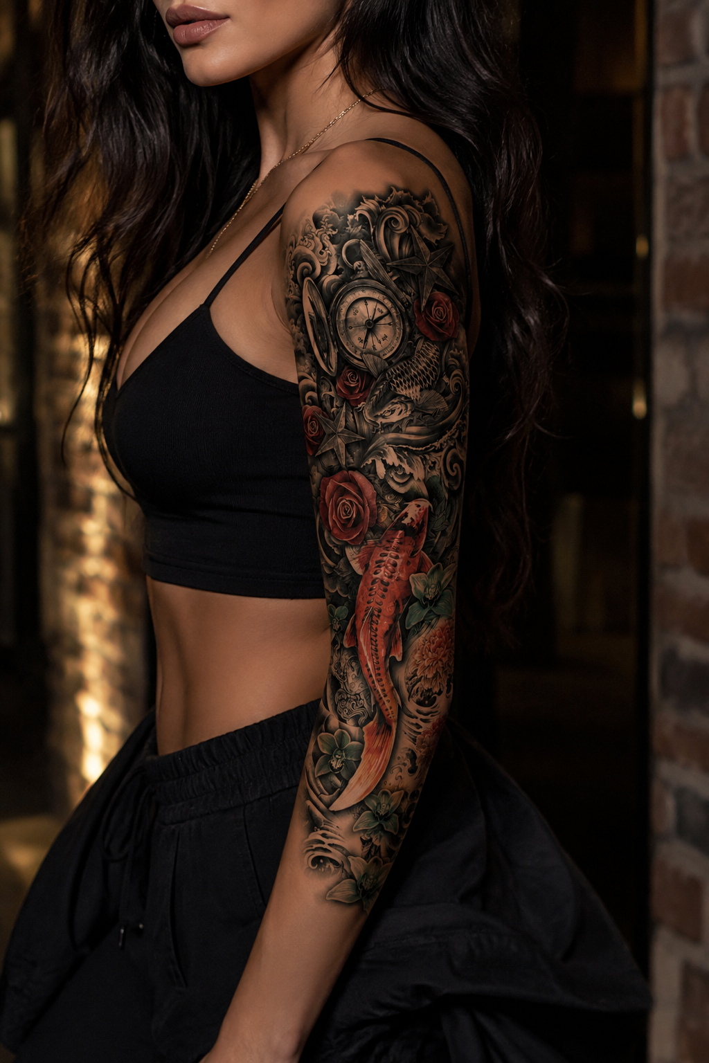 Balık Ve Saat Kol Dövme Geçici Tattoo
