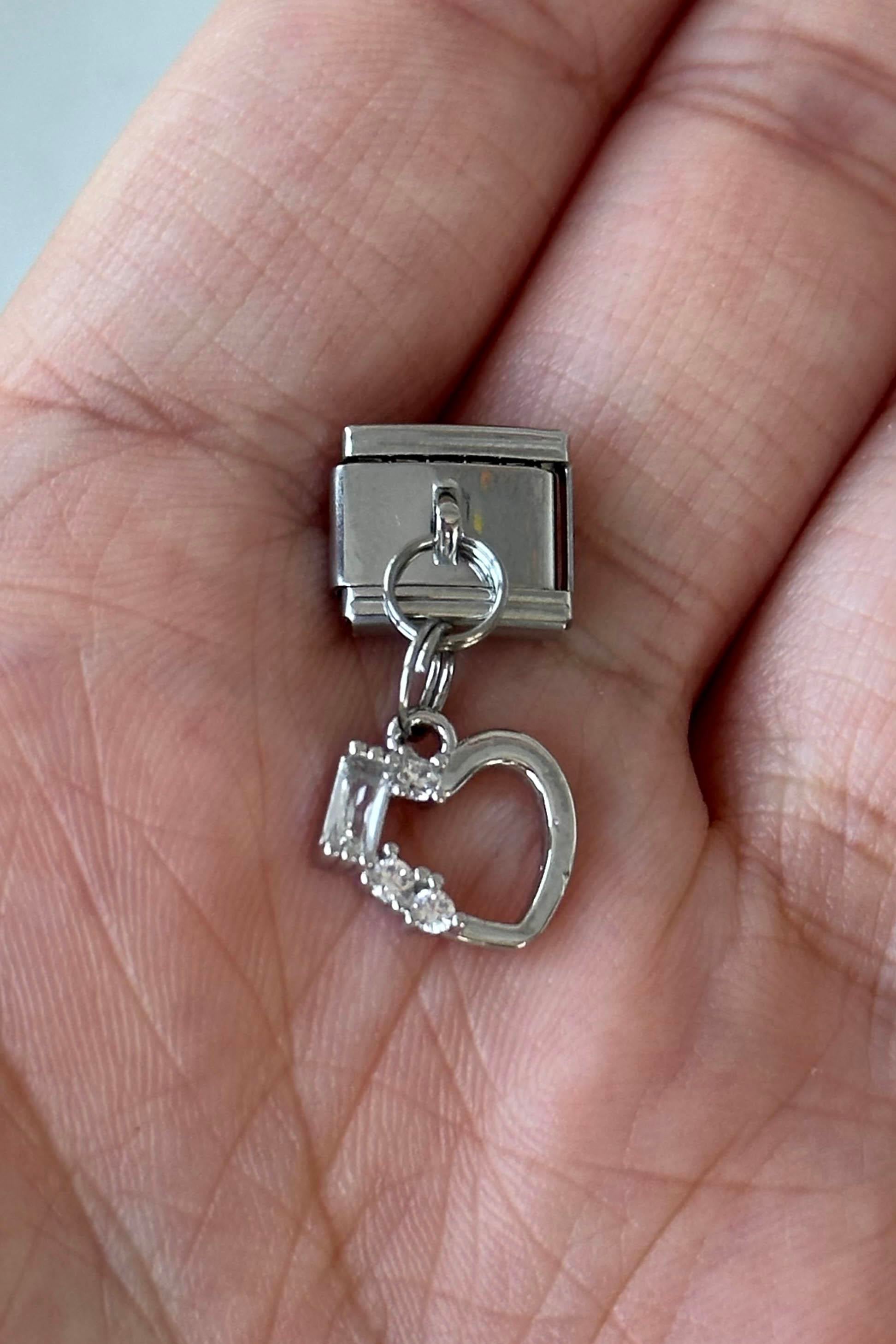 Gümüş Renk Kalp Figürlü Çelik Nomination Charm (Tek)