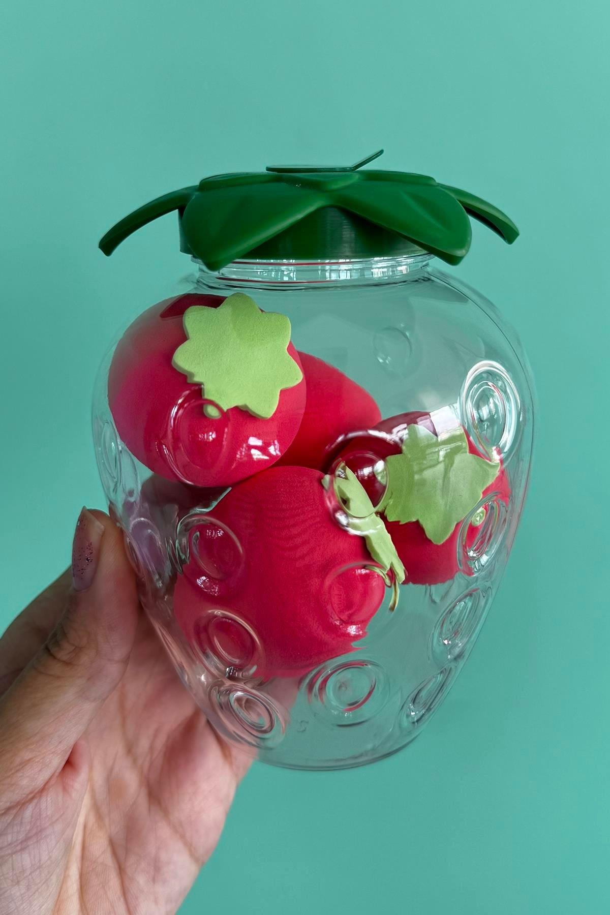 5li Pembe Renk Çilek Figürlü Makyaj Süngeri