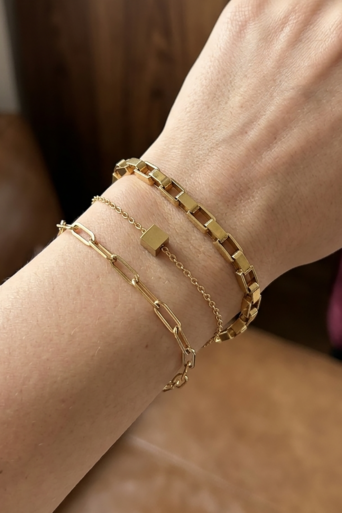 Altın Renk 3lü Çelik Bileklik