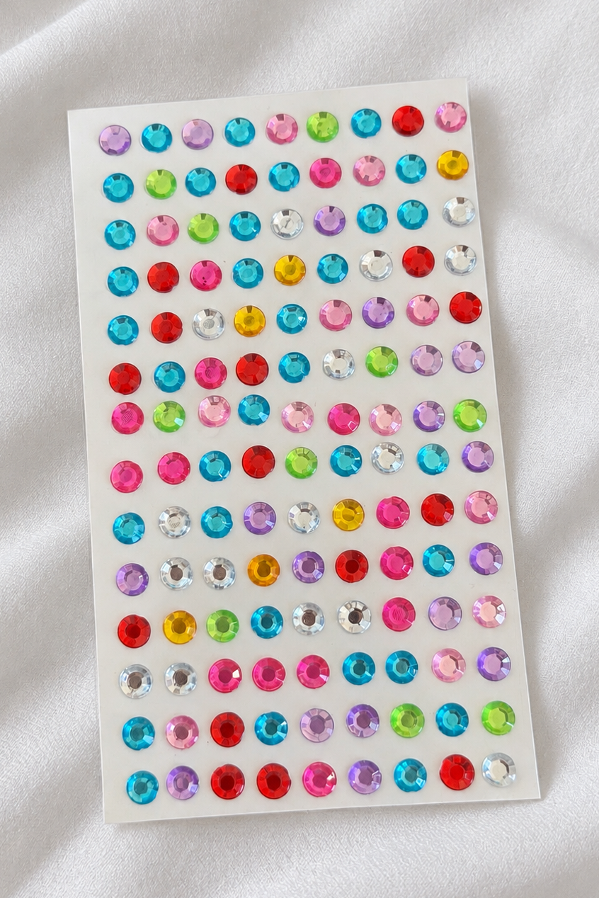 Karışık Renk Daire Figürlü Yapışkanlı Taş Sticker 