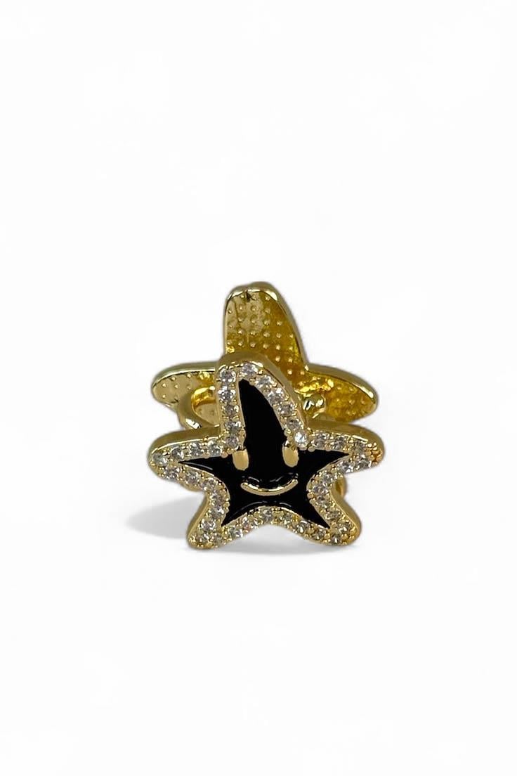 Altın Renk Yıldız Figürlü Çift Taraflı 14K Altın Kaplama Ear Cuff (Tek)