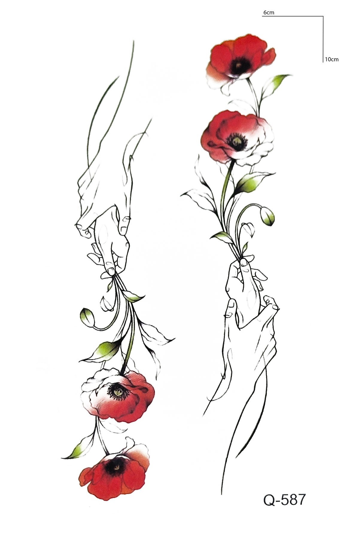 Gül ve El Geçici Dövme Tattoo