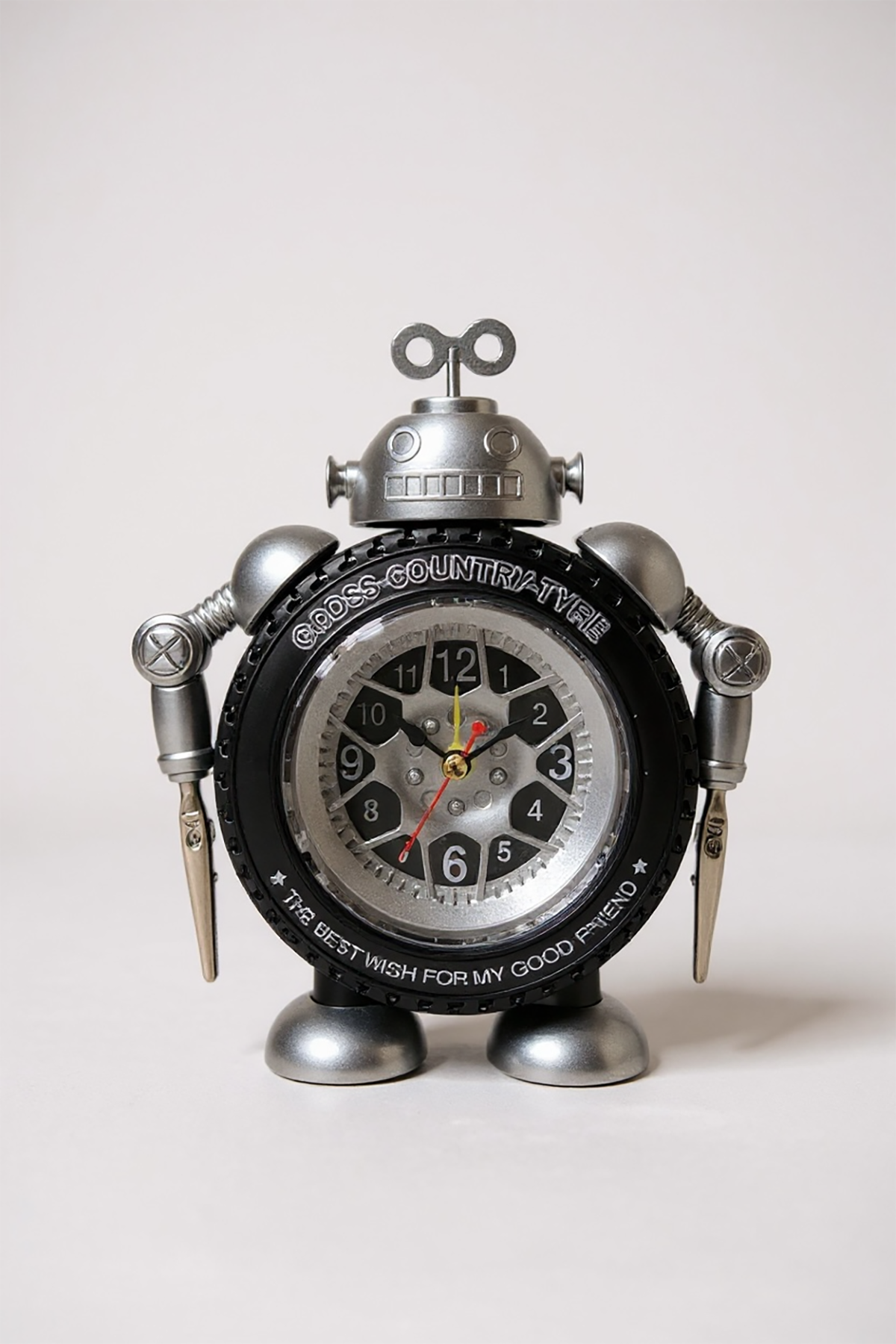 Karışık Renk Tekerlek Figürlü Mini Dekoratif Alarmlı Yuvarlak Masa Saati