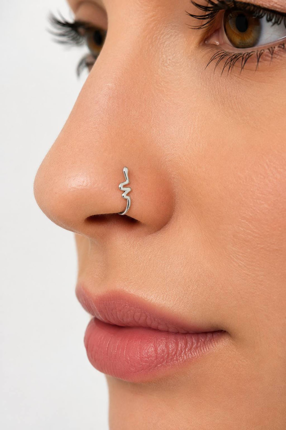 Gümüş Renk Cerrahi Çelik Deliksiz Kulak/Burun Piercing 