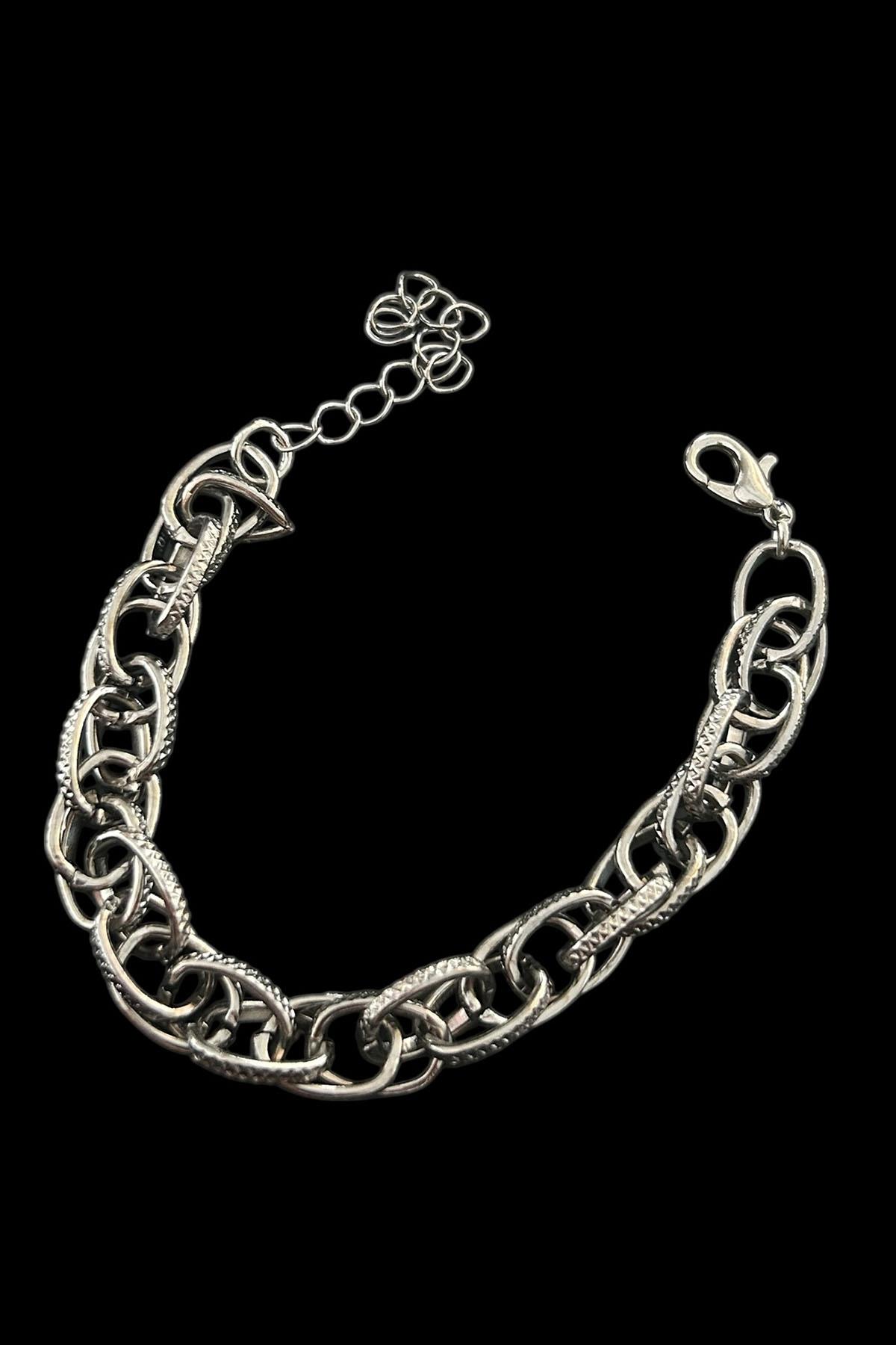 Gümüş Renk Zincir Çelik Bileklik (Unisex)