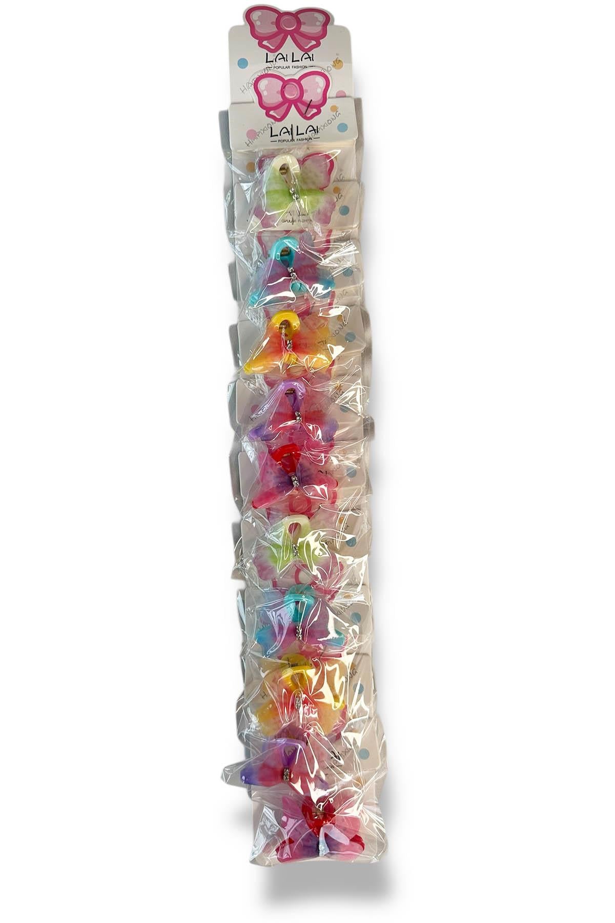 10lu Karışık Renk Kelebek Figürlü Çocuk Mini Mandal Toka Set