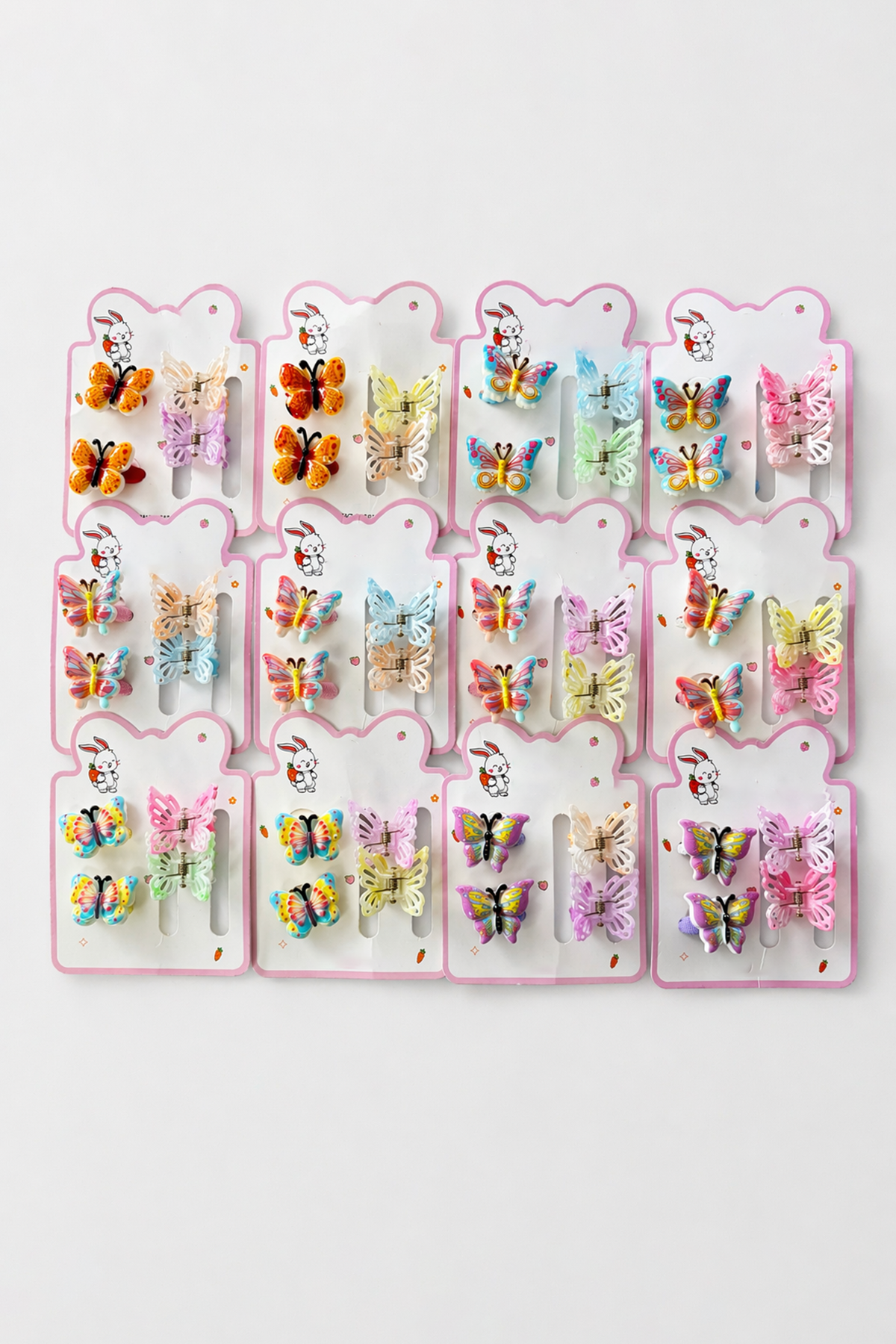 Karışık Renk Kelebek Figürlü Lastik Toka Ve Mandal Set