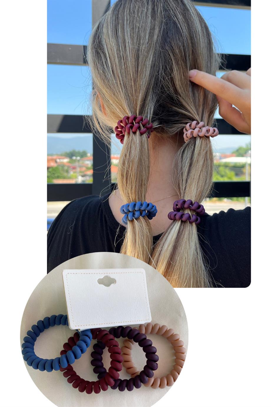 4lü Karışık Renk Helezon Lastik Toka