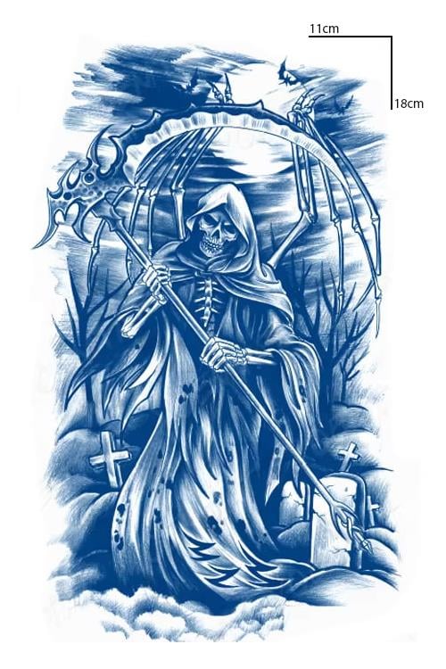 Kuru Kafa Figürlü 12 Saat Sonra Kararan Geçici Orta Dövme Tattoo