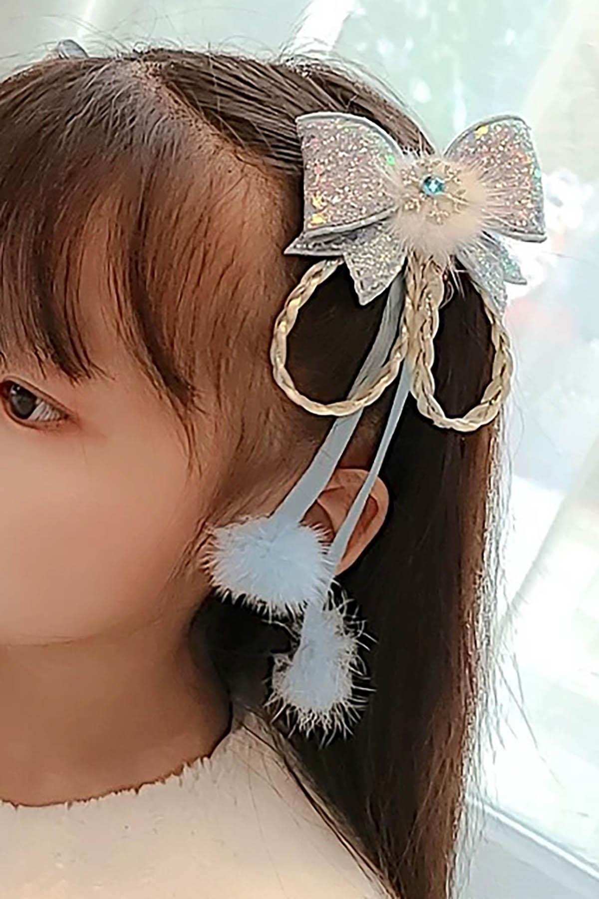 Açık Mavi Renk Kurdele Figürlü 2li Yan Toka