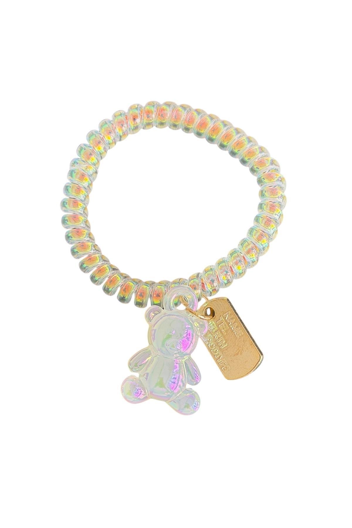 Beyaz Renk Ayıcık Detaylı Helezon Toka