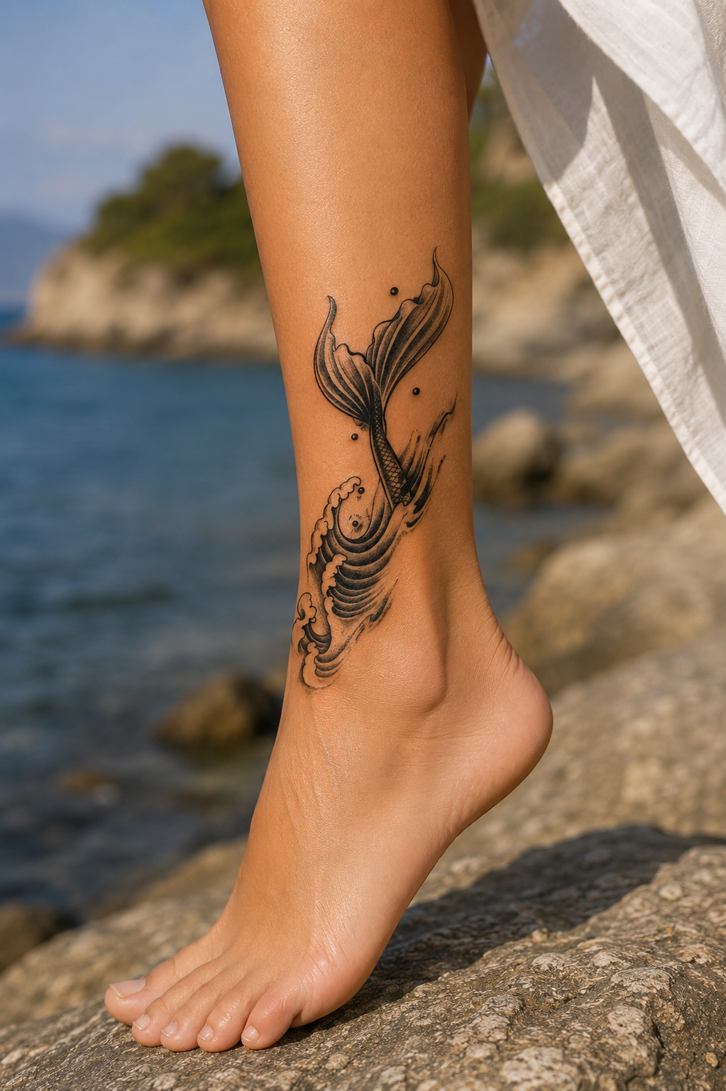 Balık Sonradan Kararan Yarı Kalıcı Geçici Dövme Tattoo