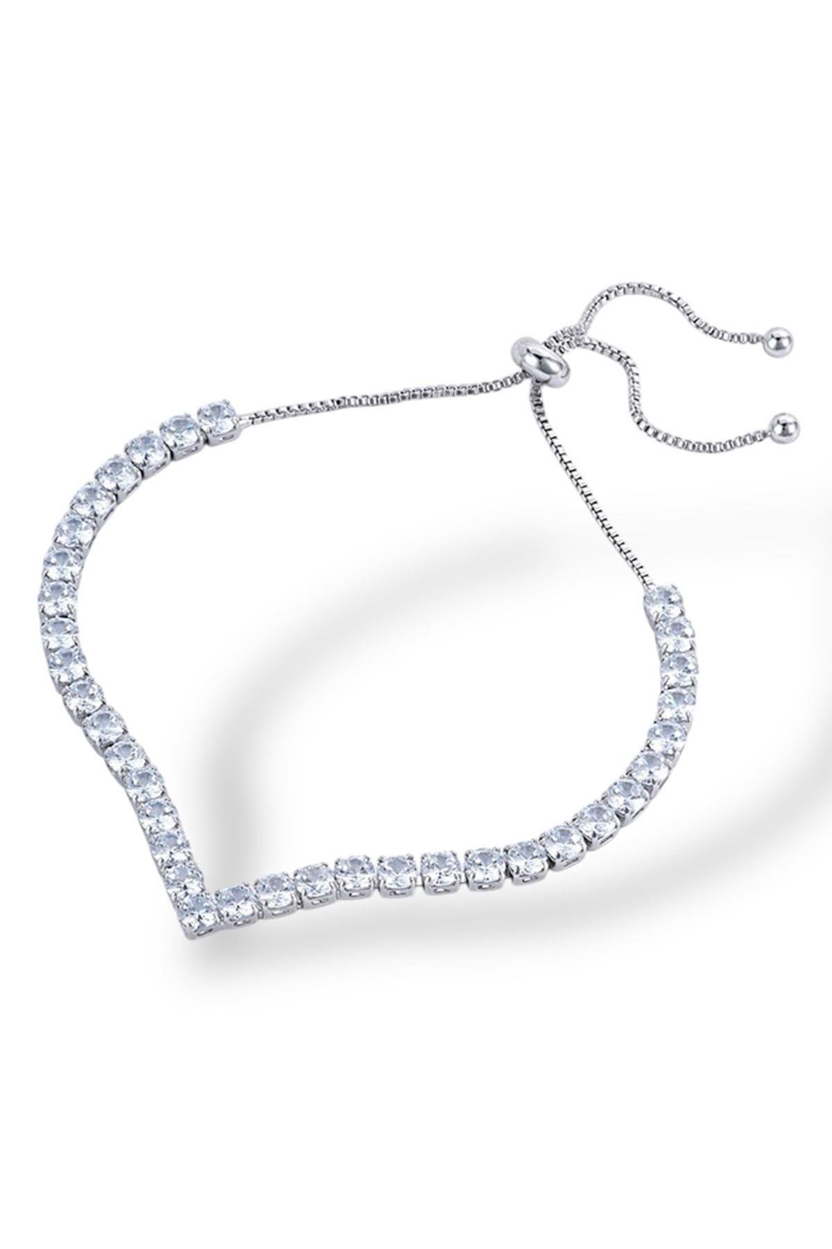 Gümüş Renk Taş Detaylı Bileklik