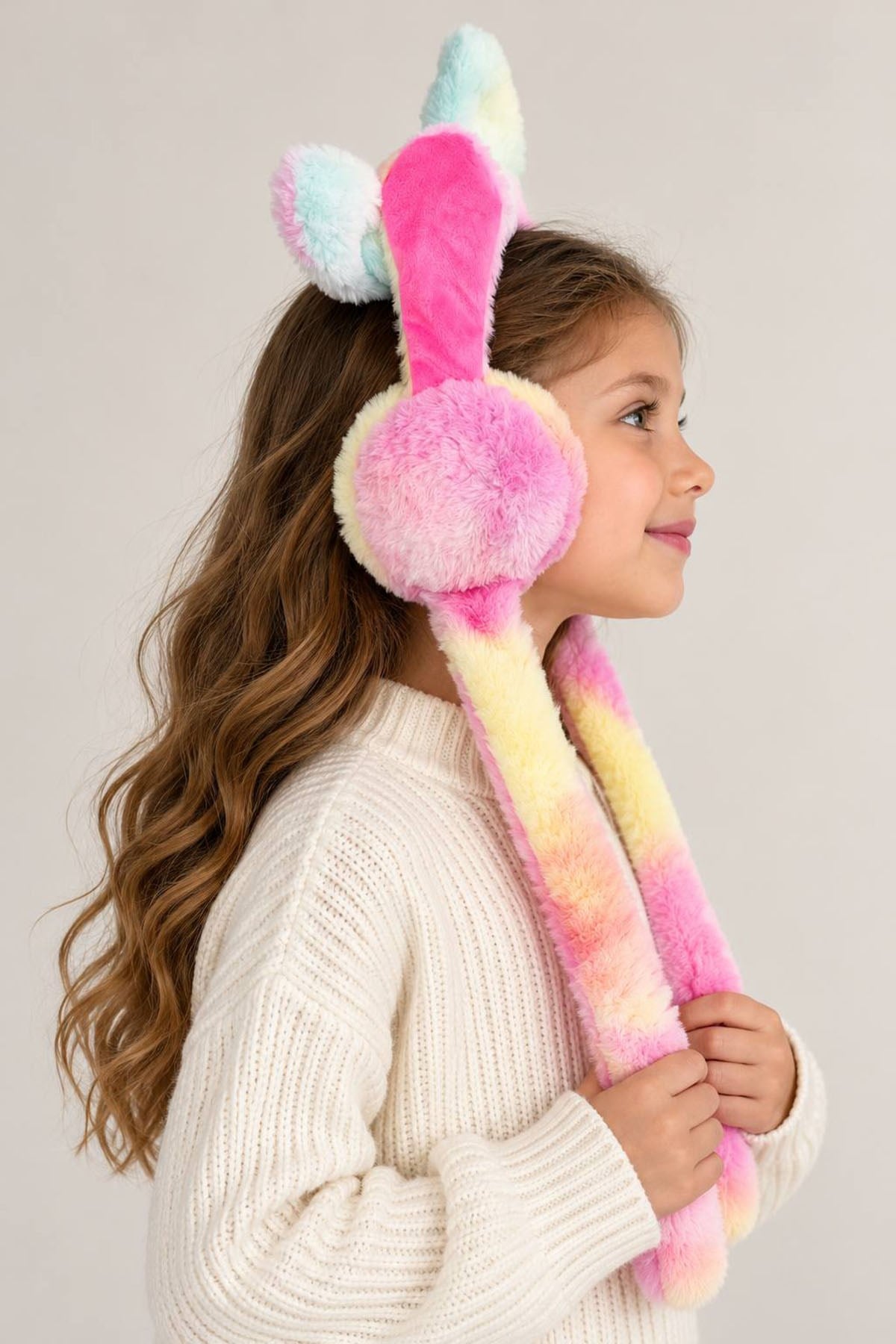 Karışık Renk Kulakları Oynayan Peluş Kulaklık