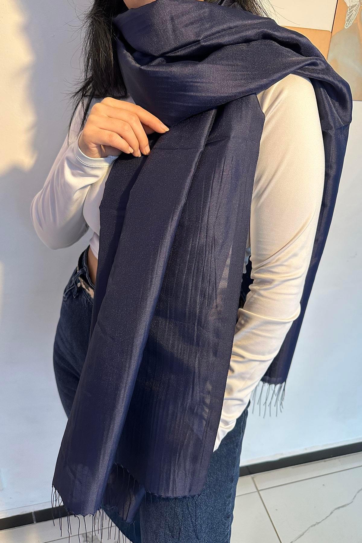 Lacivert Renk Tafta Şal