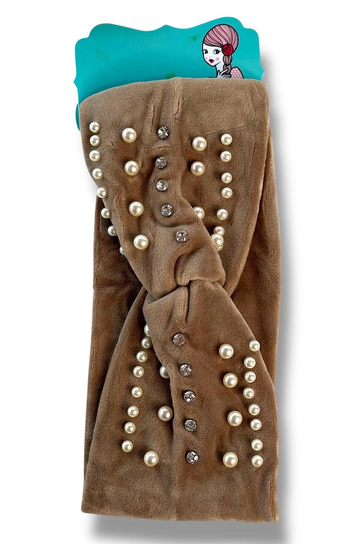 12li Karışık Renk İnci Ve Taş Detaylı Saç Bandı