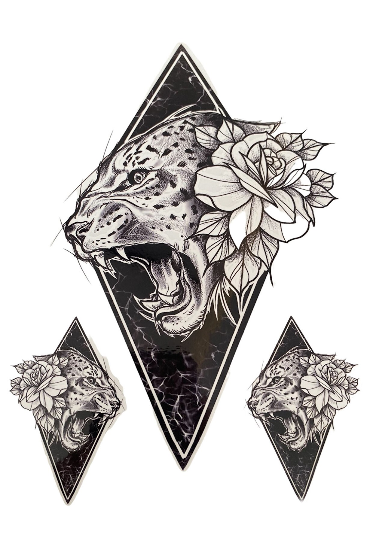 Kaplan Ve Gül Geçici Dövme Tattoo
