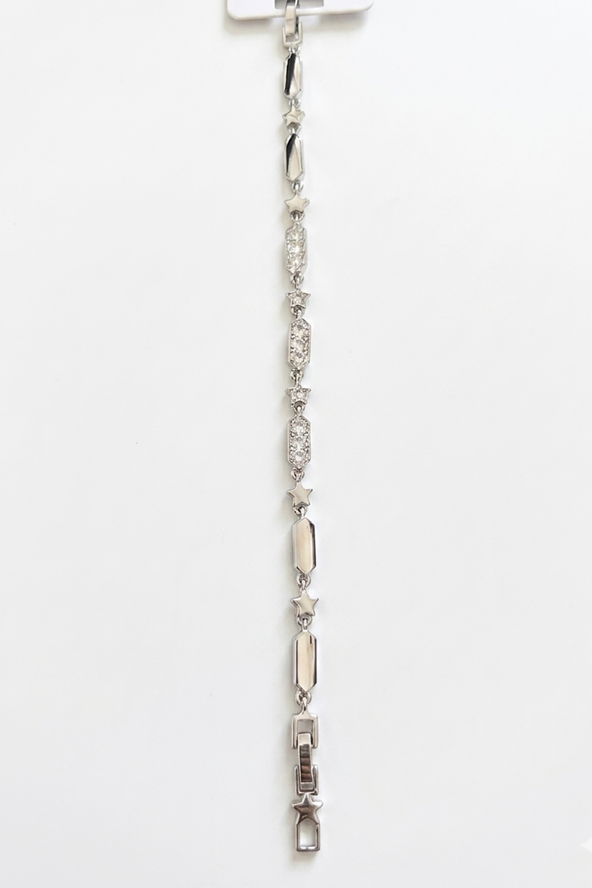 Gümüş Renk Yıldız Figürlü Taş Detaylı 14K Altın Kaplama CM Bileklik