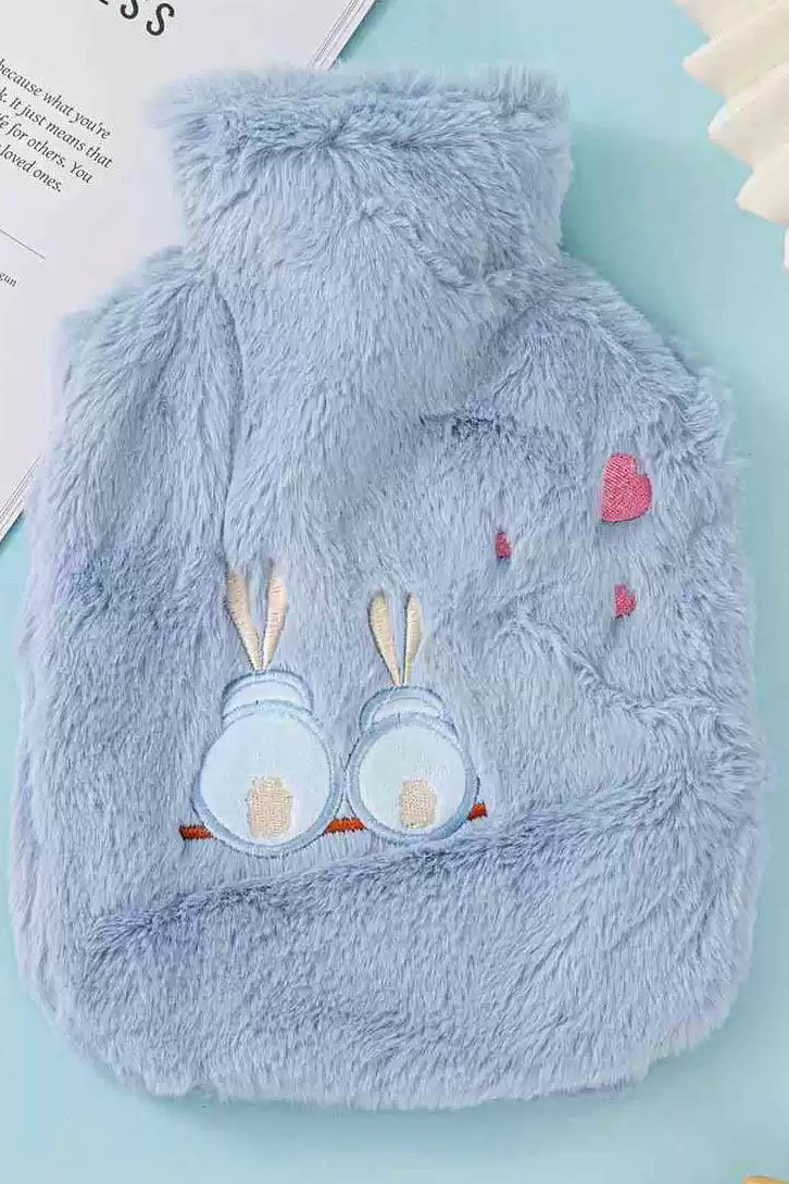 Mavi Renk Tavşan Figürlü Peluş Sıcak Su Torbası