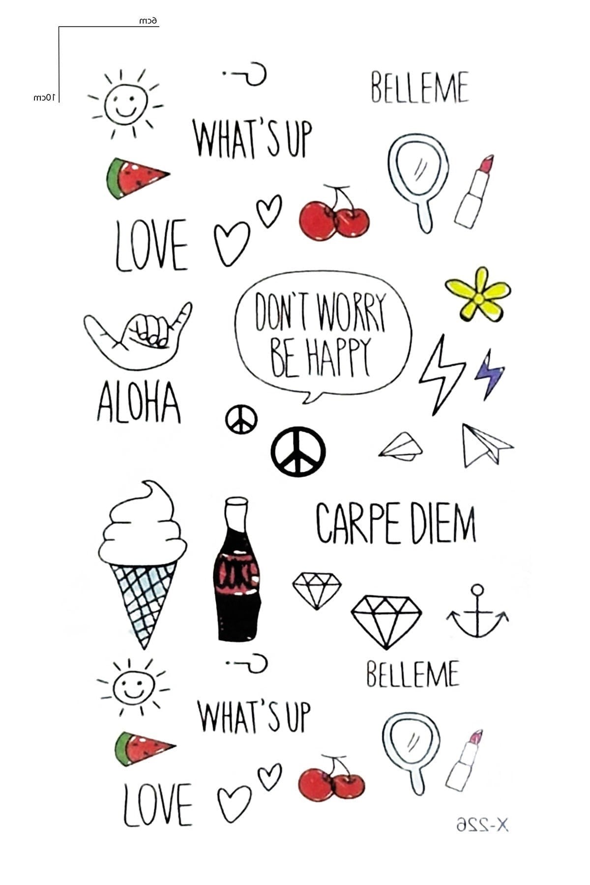 Çoklu Figürlü Mini Geçici Dövme Tattoo