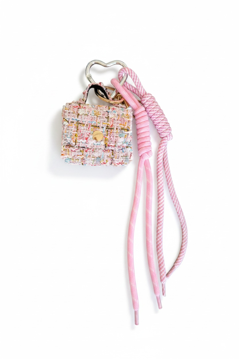 Pembe Renk Mini Cüzdan Detaylı Çanta Charm/ Anahtarlık