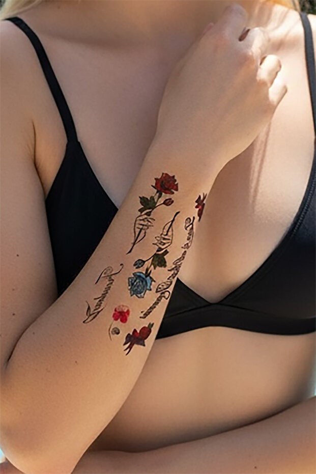 Mavi Gül Geçici Dövme Tattoo