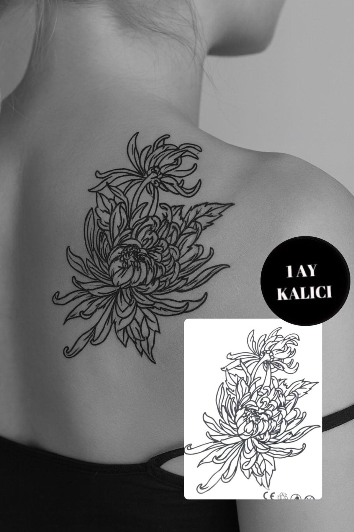Çiçek Sonradan Kararan Yarı Kalıcı Geçici Dövme Tattoo
