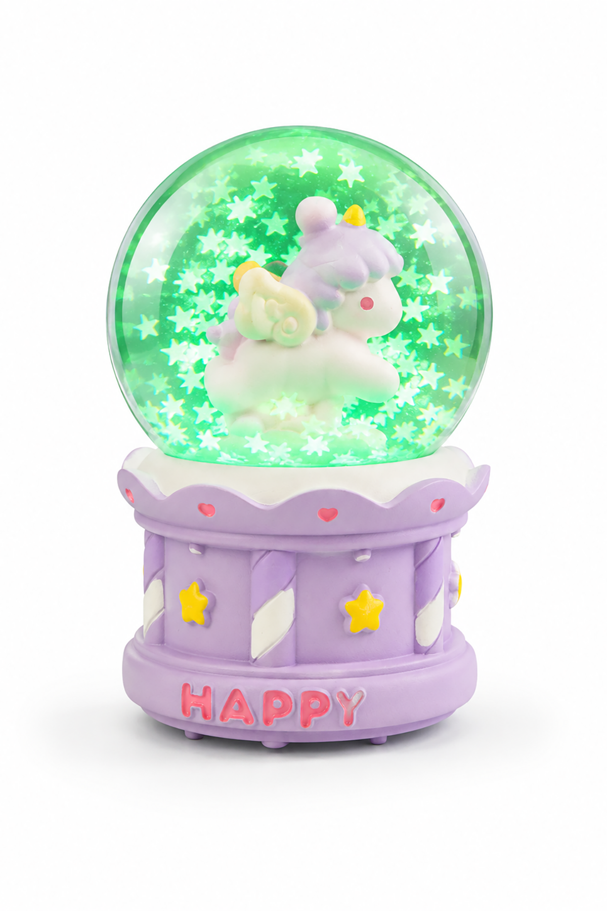 Mor Renk Unicorn Figürlü Işıklı Mini Kar Küresi