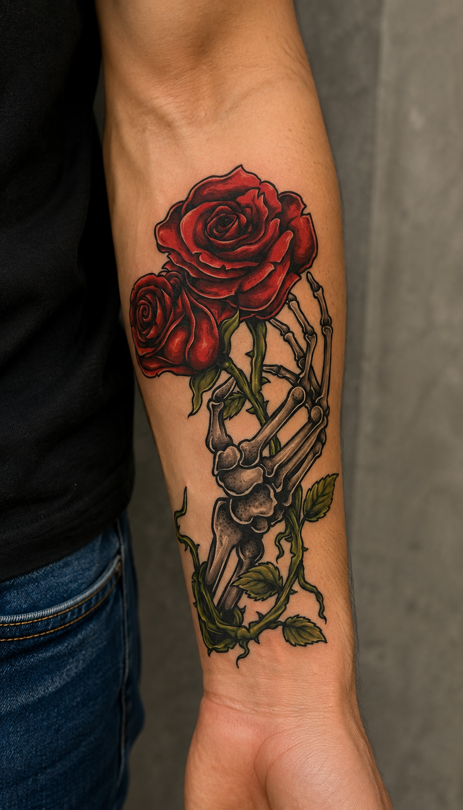 İskelet El Ve Gül Geçici Dövme Tattoo
