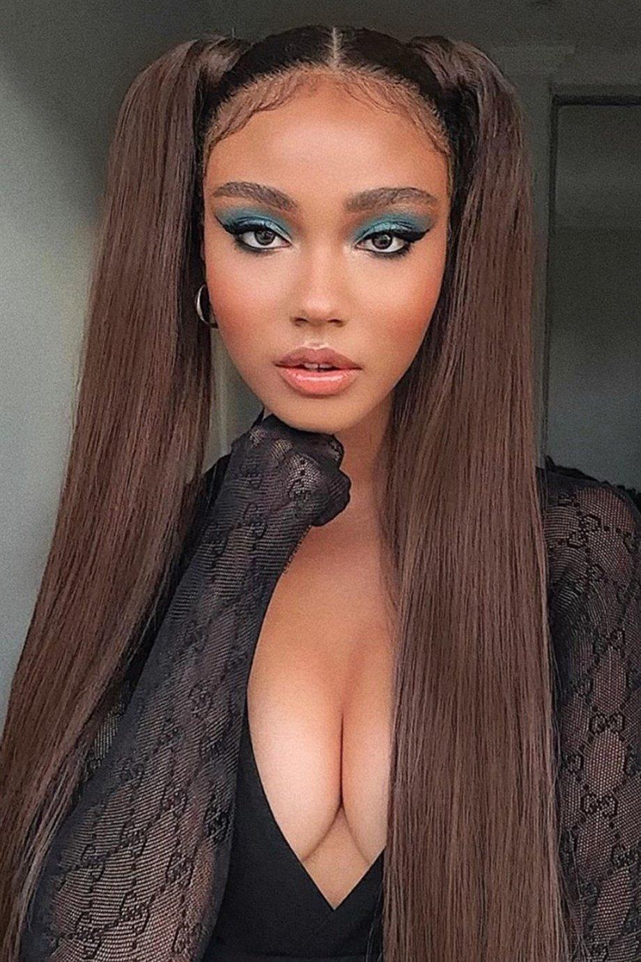 Isıya Dayanıklı Yarımay Çıt Çıt Saç - HT6K - Kestane Kahvesi - Düz - 60 Cm - 110 Gr (Begüm)