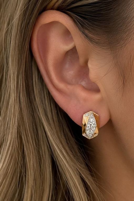 Rose Gold Renk Taşlı Xuping Küpe (Çift)
