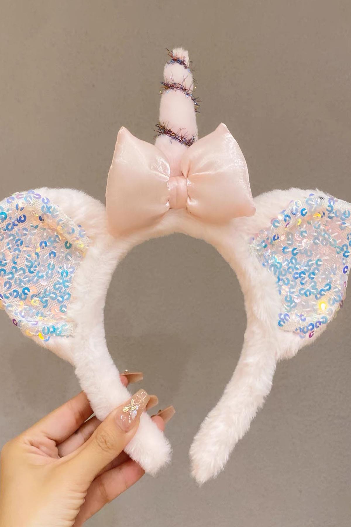 Pembe Renk Unicorn Figürlü Peluş Taç