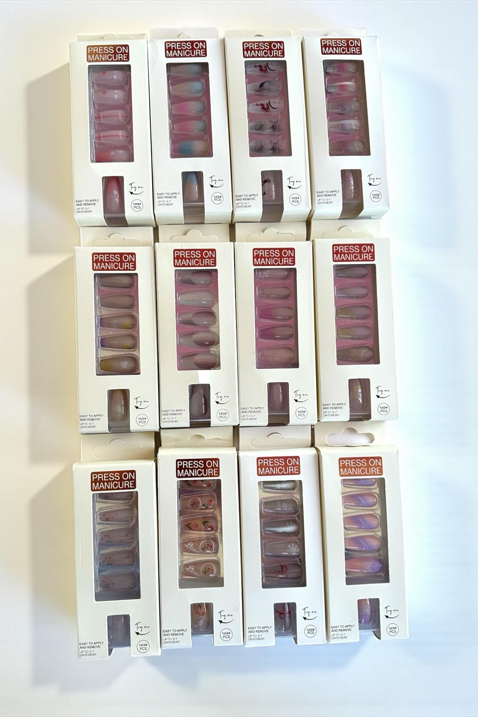 12li Karışık Renk Takma Tırnak Set
