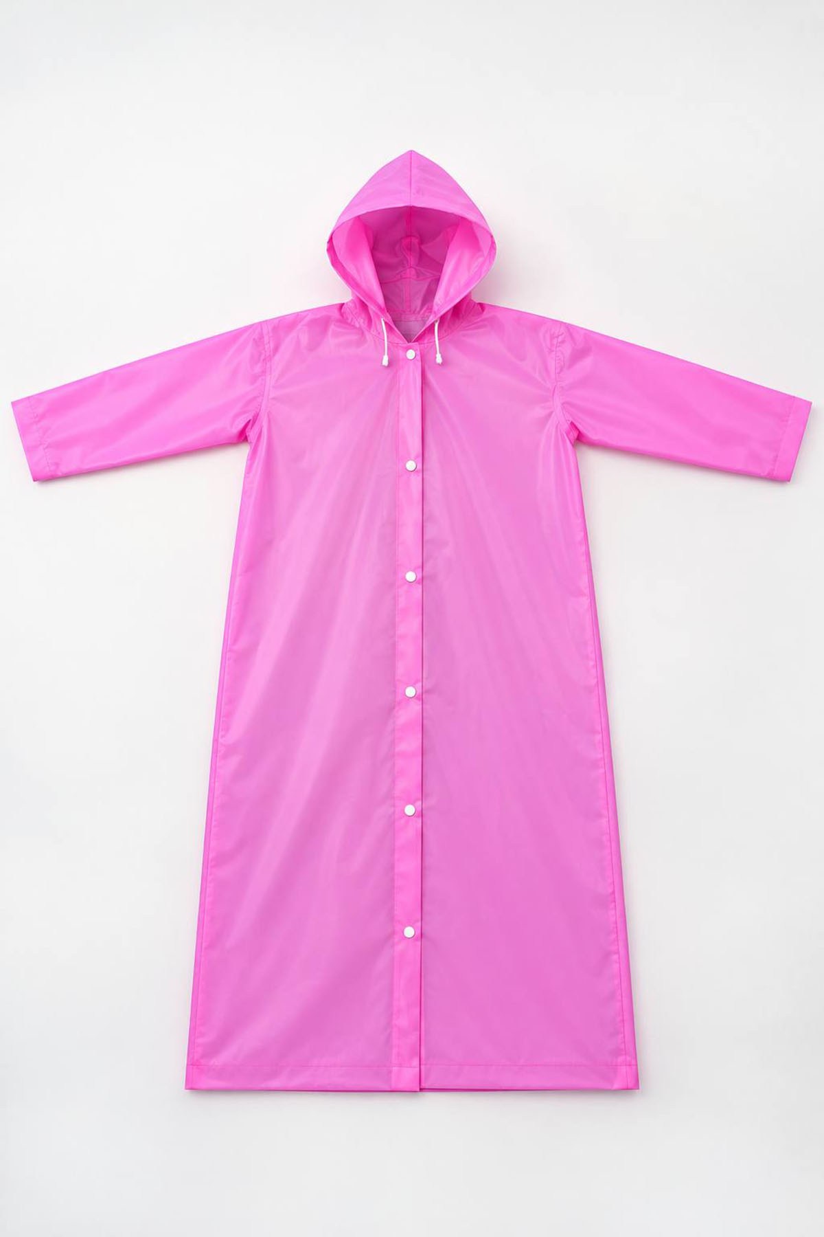 Pembe Renk Kapüşonlu Unisex Yetişkin Yağmurluk