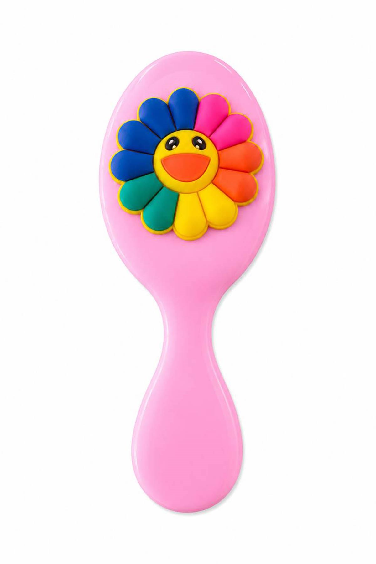 Pembe Renk Çiçek  Figürlü Çocuk Saç Tarama Fırçası/Tarak