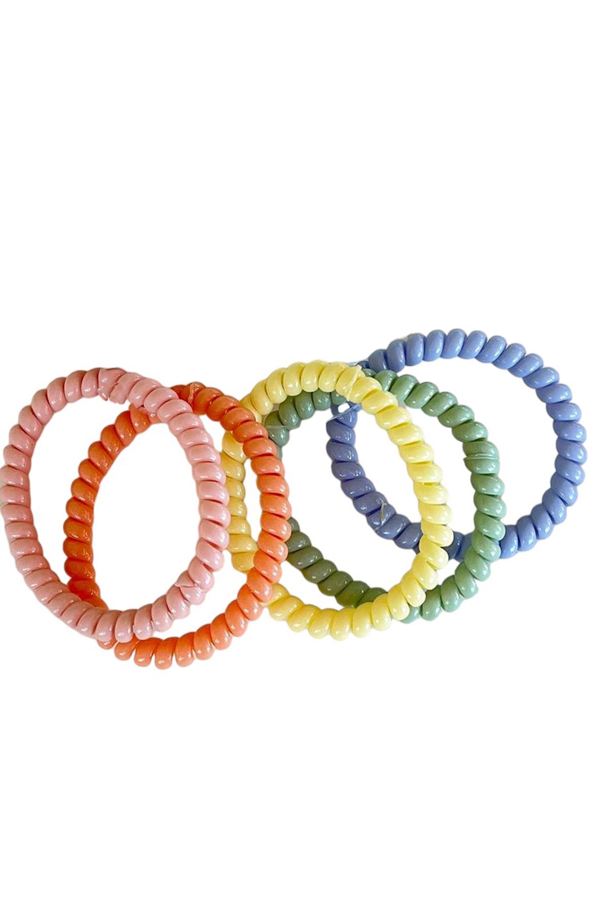 5lı Karışık Renk Helezon Lastik Toka