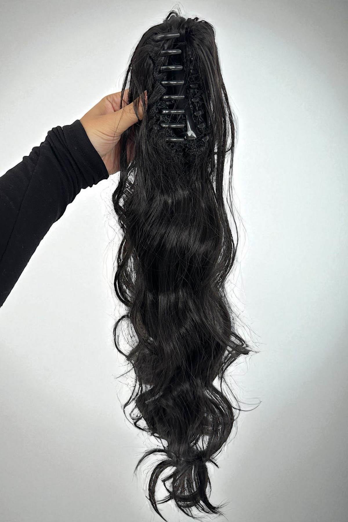 Siyah Renk Tokalı Dalgalı At Kuyruğu Saç (Zeynep)