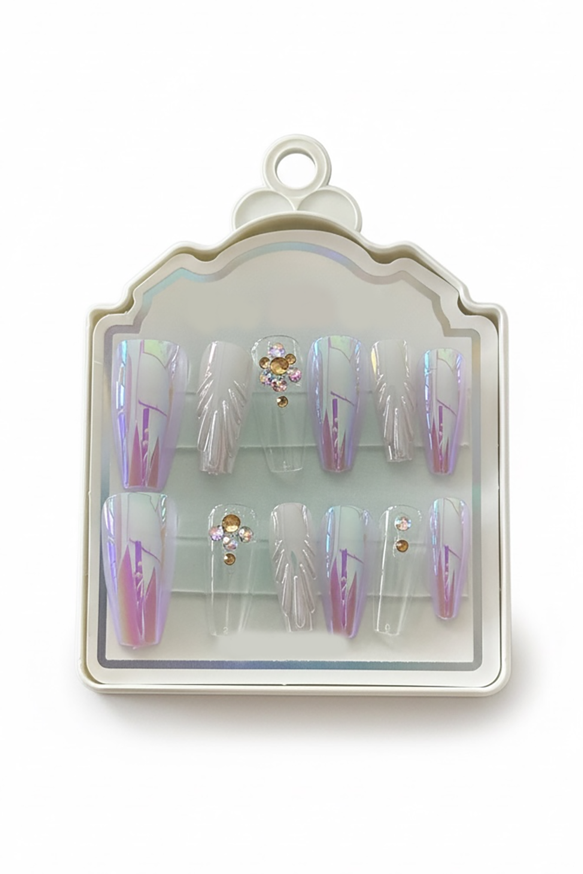 12li Mor Renk Jel Görünümlü Takma Tırnak (Yapıştırıcılı)