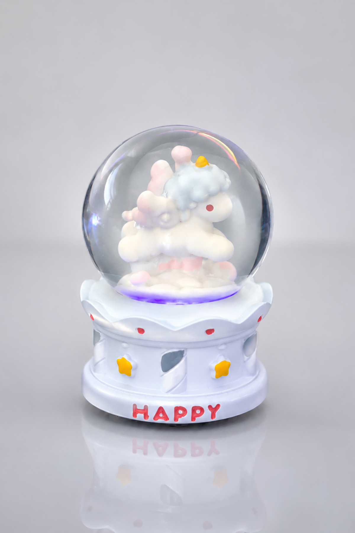 Mavi Renk Unicorn Figürlü Işıklı Küçük  Kar Küresi