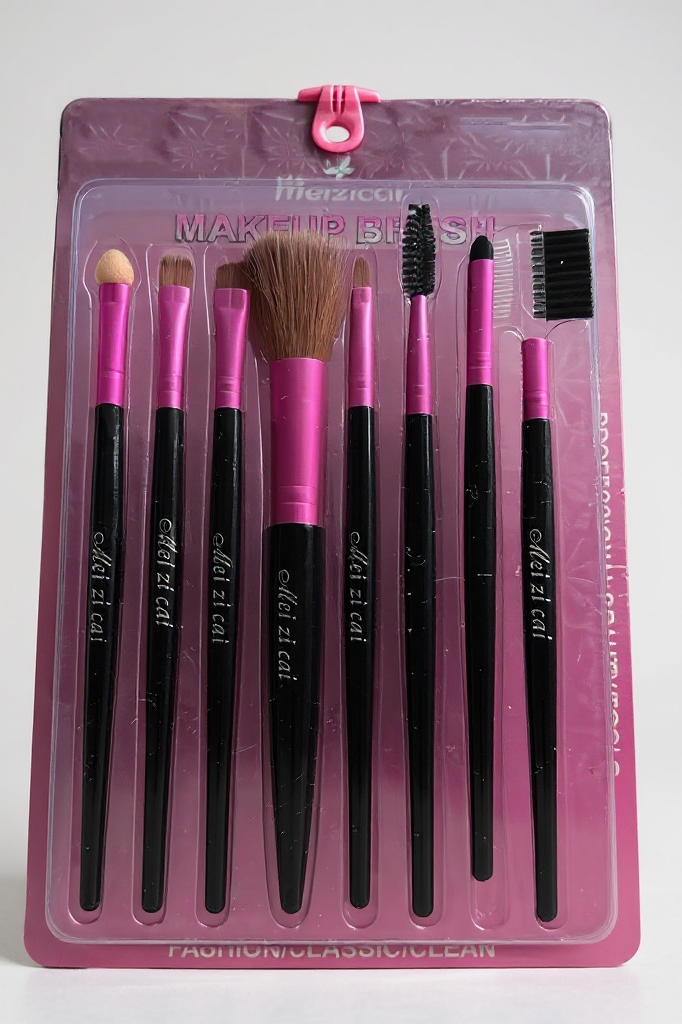 8li Pembe Renk Makyaj Fırçası Set