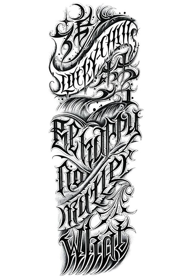 Yazılı Kol Dövme Geçici Tattoo
